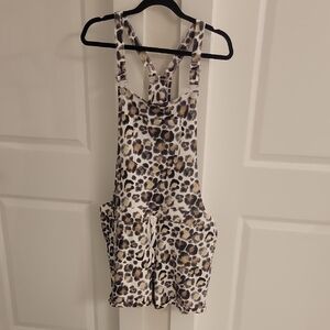 Cato White and Gray Patterned Overalls